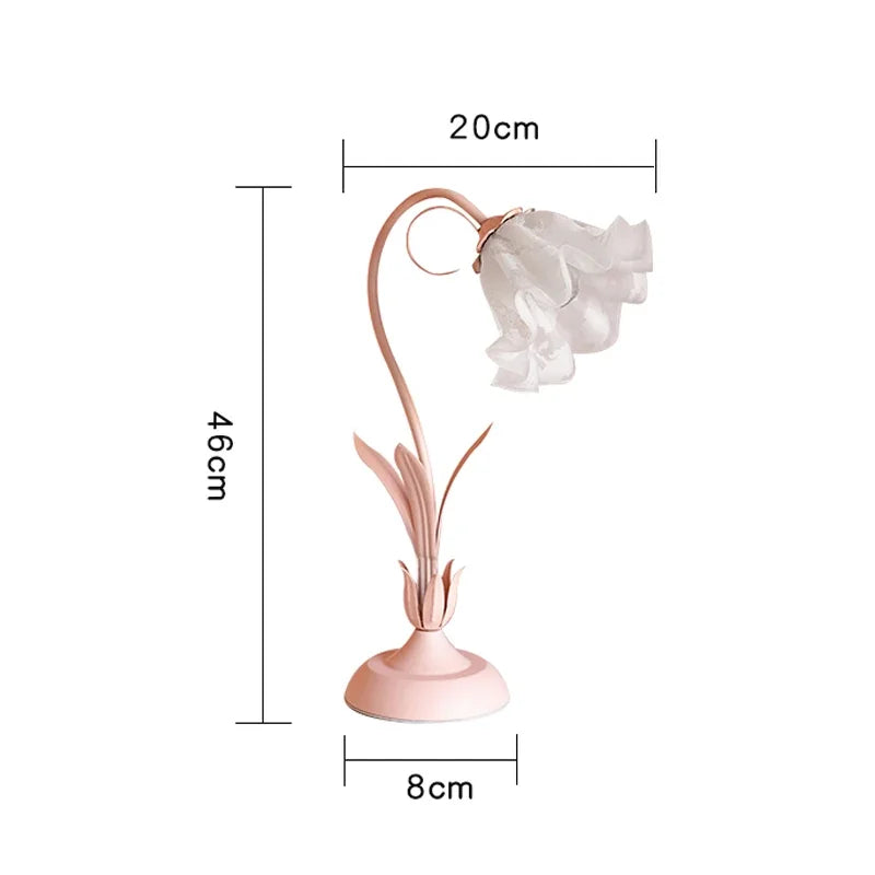 Pink Flower LED Table Lamp - Modern Princess Girl Bedroom Decor