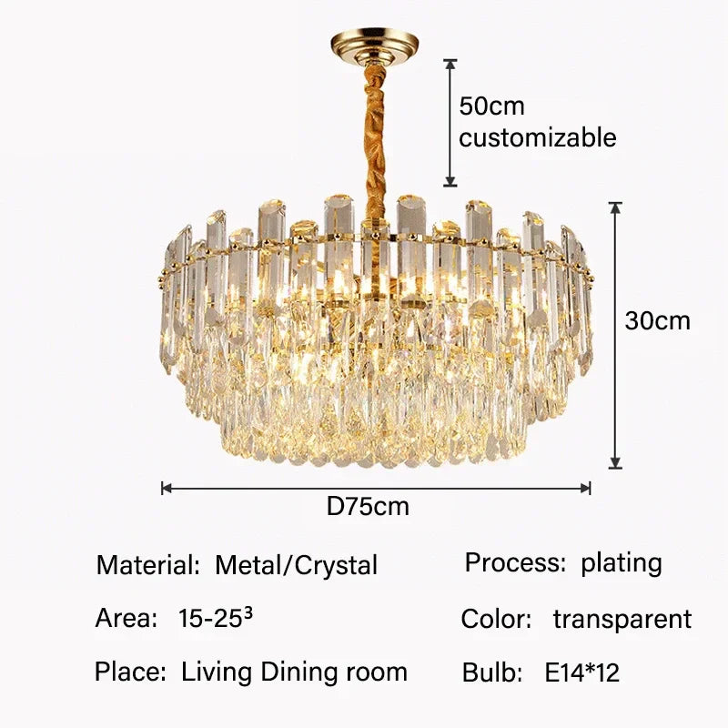 Crystal Pendant Chandelier: Modern Luxury LED Lighting for Villa Living Room Dining Room Lighting