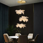 Ostrich Feather Glass Chandelier Lighting for Modern Staircase and Home Decor