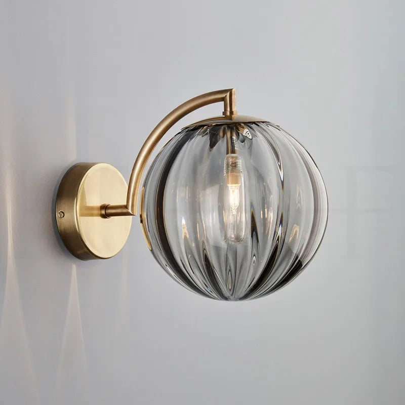 Modern Golden Glass Ball Wall Sconce Light Fixture for Indoor Living Room Décor