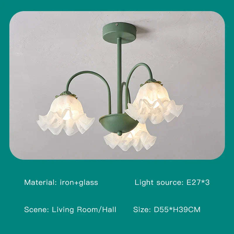 Modern Green White Branch Ceiling Chandelier for Living Room Bedroom Dining Loft