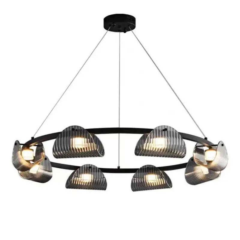 Smoky Gray Glass Chandelier Pendant Light for Luxury Living Room
