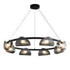 Smoky Gray Glass Chandelier Pendant Light for Luxury Living Room