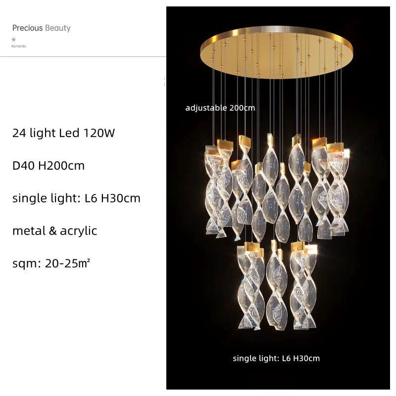 Nordic Acrylic LED Dimmable Chandelier Modern Luxury Foyer Pendant Lighting