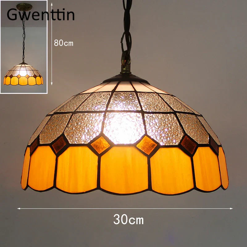 Diamond Square Stained Glass Pendant Light for Home Decor and Lighting