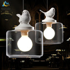 Resin Bird LED Chandelier Glass Pendant Light