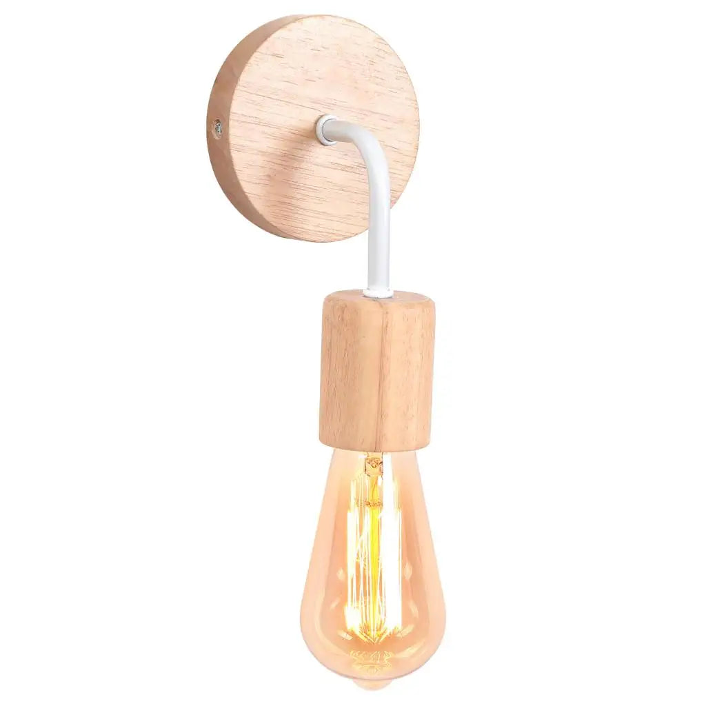 Industrial LED Wood Wall Sconce E27 Retro Bedside Lamp Vintage Indoor Lighting