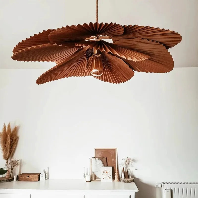 Wabi Sabi Fan Chandelier Pendant Light: Japanese Inspired Handmade Retro Leaves Design