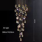 Diamond Crystal Chandelier: Luxury Gold LED Lighting for Staircase & Living Room