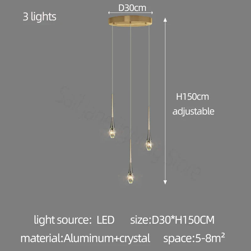 Modern Crystal Long Chandelier for Sales Department, Living Room & Restaurant