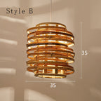 Bamboo Birdnest Pendant Light for Dining Room, Handmade Wicker Lamp for Kitchen Bar & Living Room