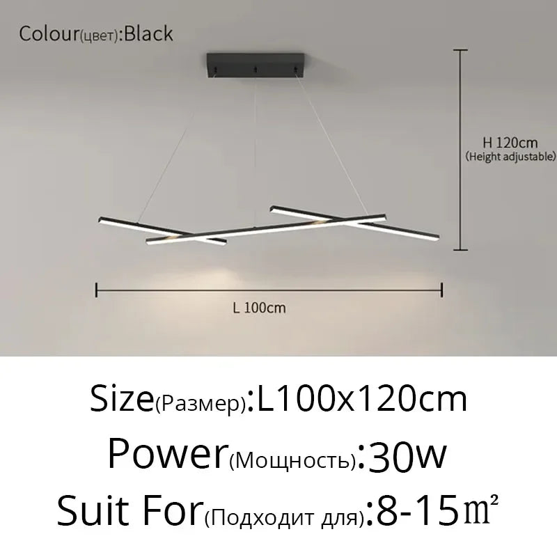 LED Strip Pendant Chandelier for Living Dining Kitchen Island, Minimalist Home Decor Fixture