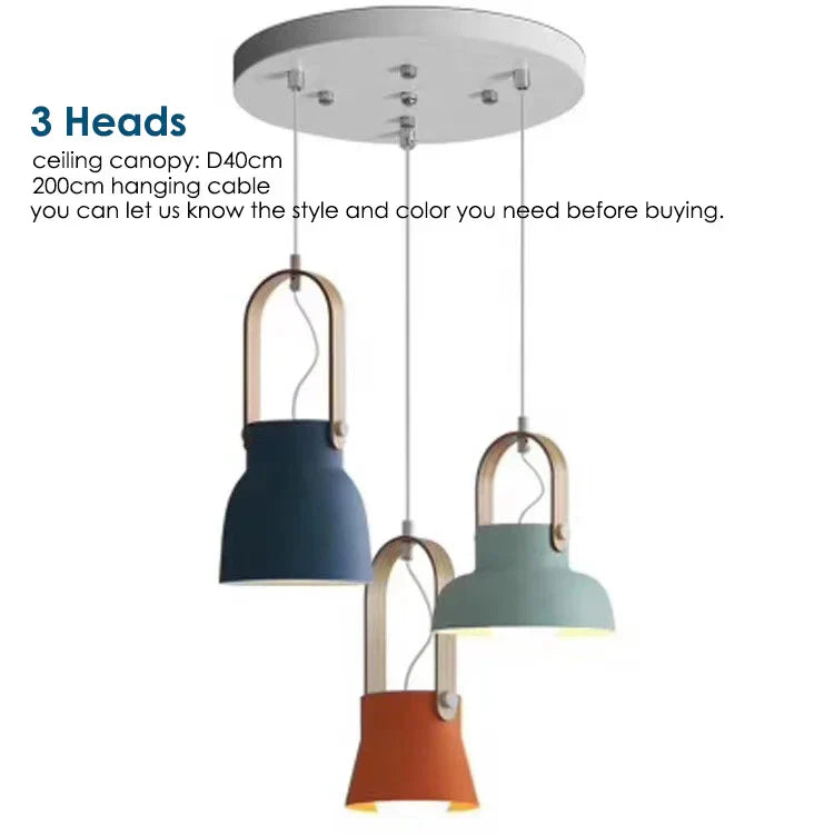 Nordic Wooden Pendant Light E27 Hanging Lamp for Interior Bedroom Kitchen Dining