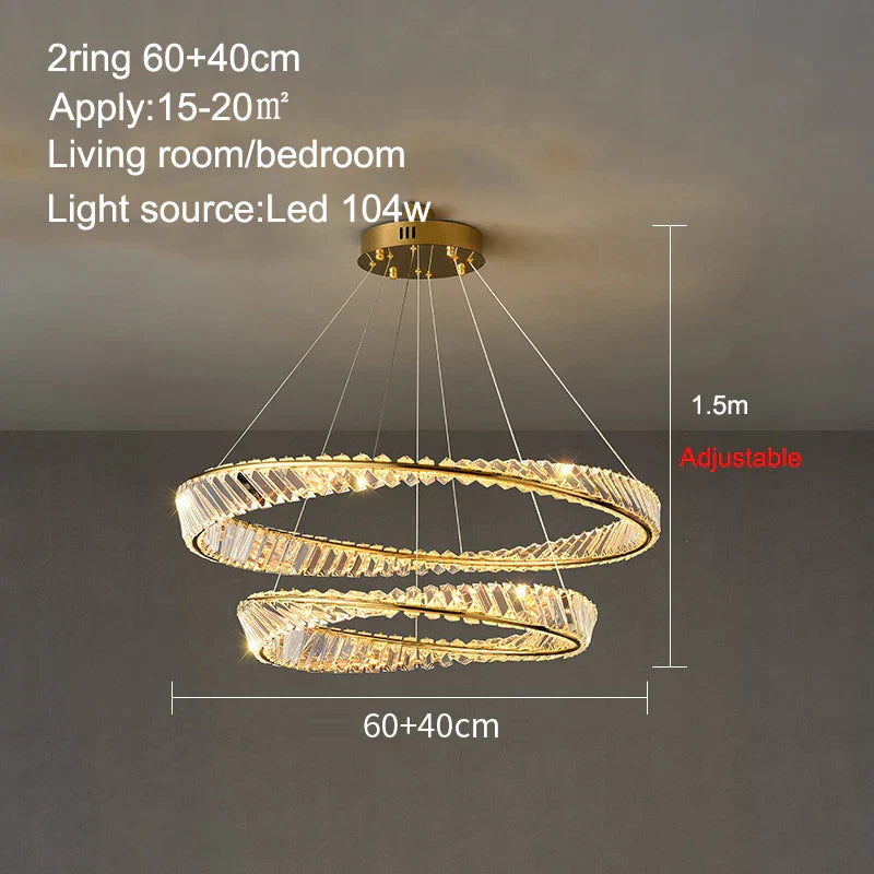 LED Crystal Chandelier Dimmable Luxe Halo Alloy Fixture