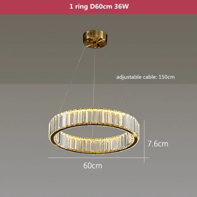 Luxury Crystal Round Pendant Chandelier for Living Room & Bedroom