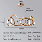 Luxury Steel Pendant Chandelier Dimmable LED Luminarias