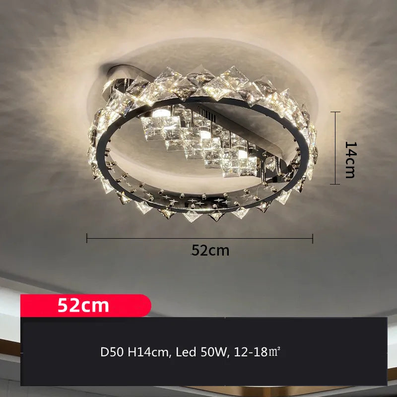 Crystal Ceiling Lamp: Modern Luxury Dimmable Lighting for Living Dining Bedroom
