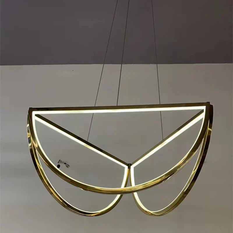 Stainless Steel LED Chandelier, Elegant Half Circle Pendant Lamp for Home and Hotel