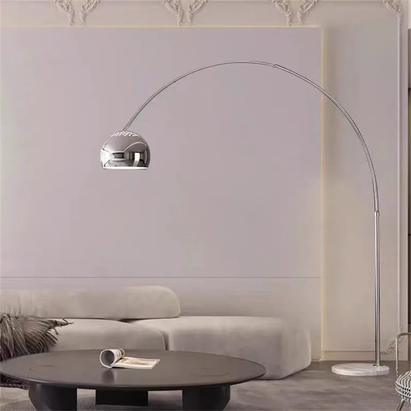 Nordic Orange Arc Floor Lamp with Marble Base - Brand