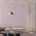 Nordic Orange Arc Floor Lamp with Marble Base - Dimmable LED Stand Lamp