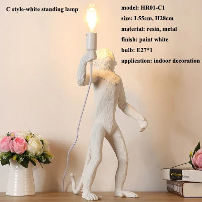 Monkey Resin LED Pendant Chandelier for Nordic Home Decor & Bedroom Lighting