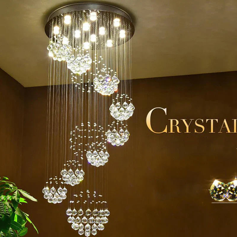 Crystal LED Chandelier for Large Villa Ceiling Lights, Hotel, Kitchen Decor