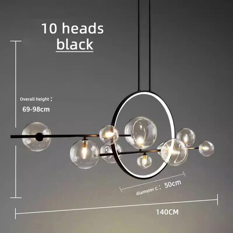 Bubble Glass Chandelier LED Dining Table Spherical Lighting