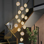 Round Cake Chandelier: Modern Staircase Lamp for High-rise Buildings, Hotels, and Homes