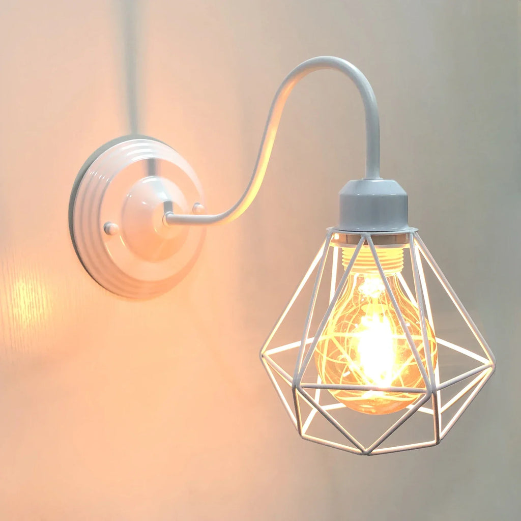 Industrial Cage Wall Lamp Vintage Retro Loft LED Sconce E27