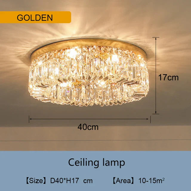 Golden LED Crystal Round Ceiling Lamp