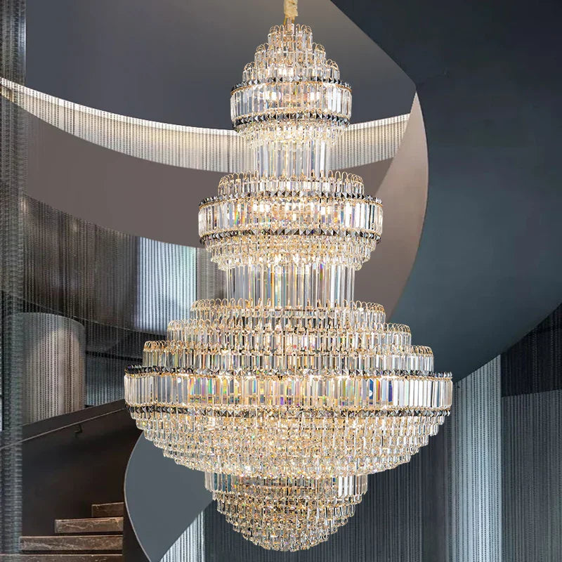 Crystal Villa Chandelier: Luxe European Duplex Hall Lighting - Elegant Living Room Decor