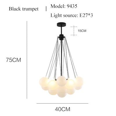 Modern Glass Ball Chandelier LED Pendant Light for Dining Living Room