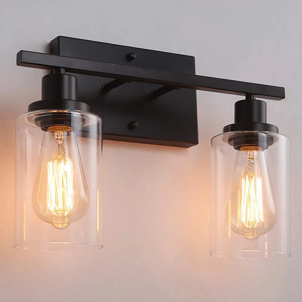 Vintage Loft Industrial Wall Lamp Sconce Glass Iron Art LED Light Fixtures