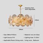 Luxury Lustre Glass Chandelier LED Pendant Lamp for Living Room Dining Bedroom
