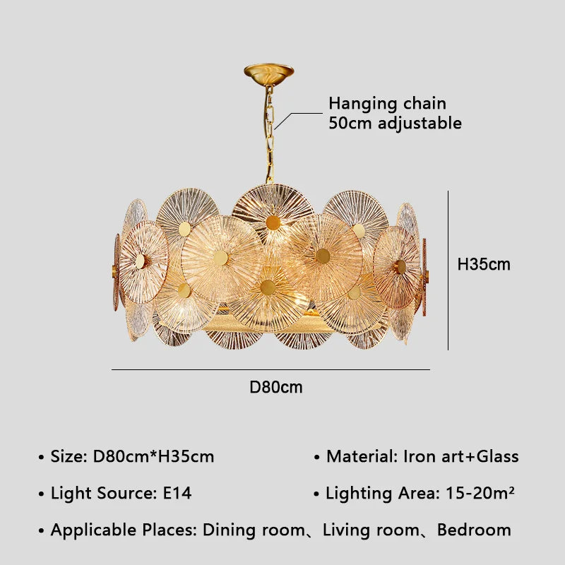 Luxury Lustre Glass Chandelier LED Pendant Lamp for Living Room Dining Bedroom