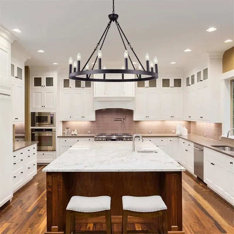 Iron Round LED Pendant Chandelier for Living, Cafe, Restaurant décor