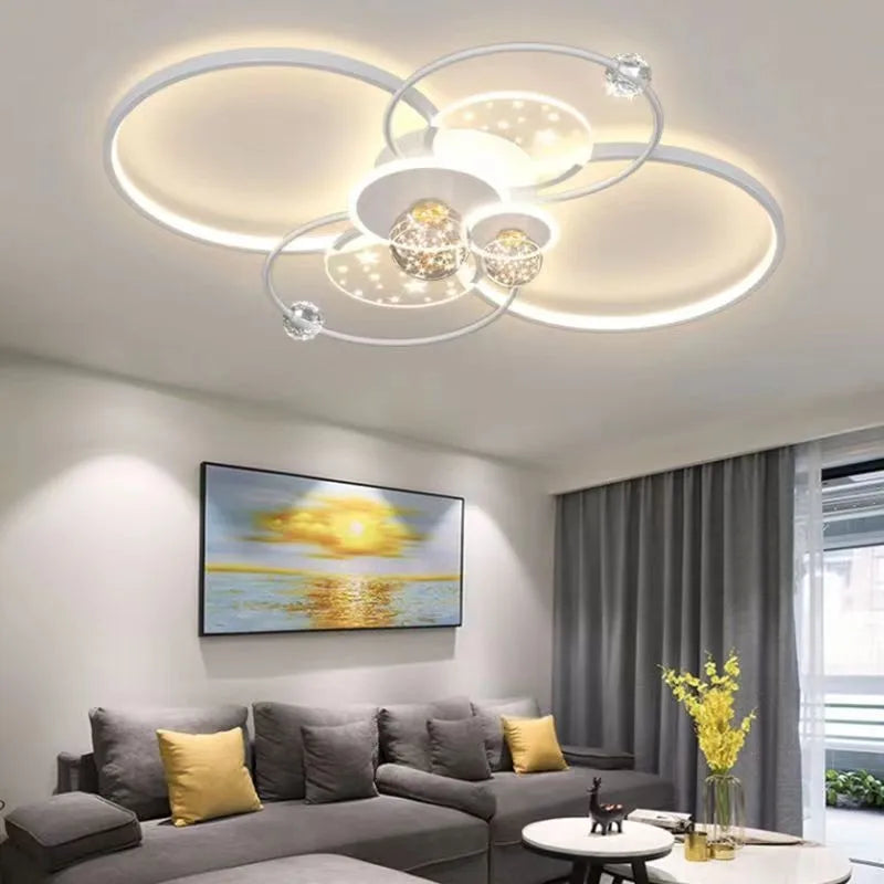 Modern Black Gold LED Ceiling Light with Remote Control for Stylish Living Room