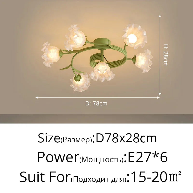 Lily Of The Valley Glass Chandelier Light: Modern Cream Wind Lamp for Living Room & Bedroom