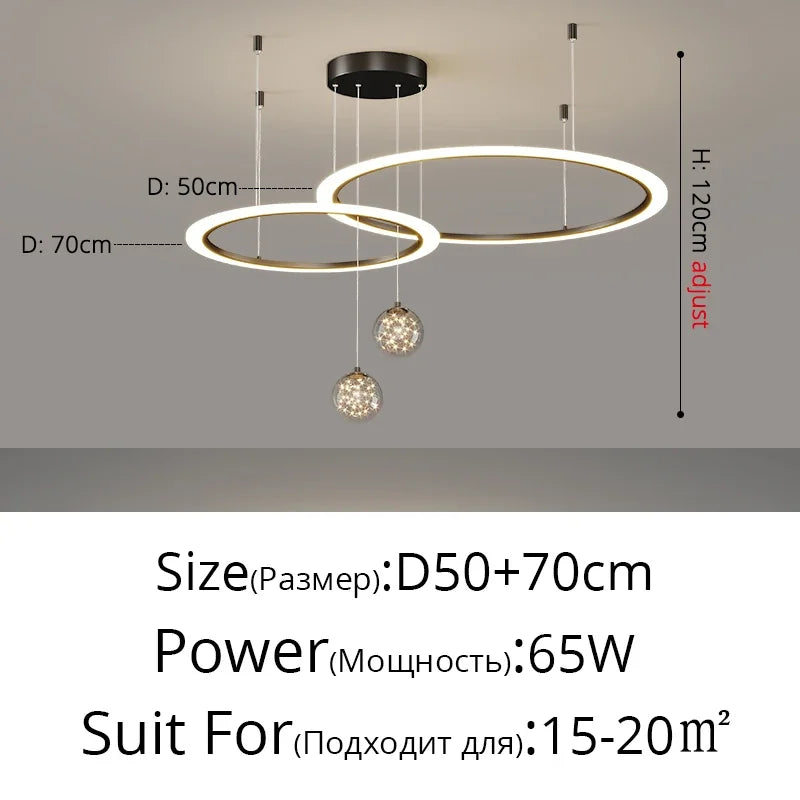 LED Circle Ring Ceiling Chandelier Pendant Lamp for Living Room, Bedroom, Kitchen