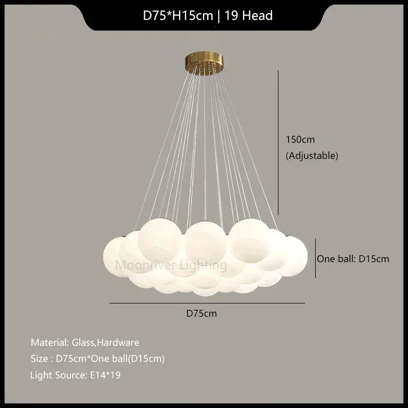 Glass Ball Chandelier: Modern French Style Ceiling Lamp for Home.