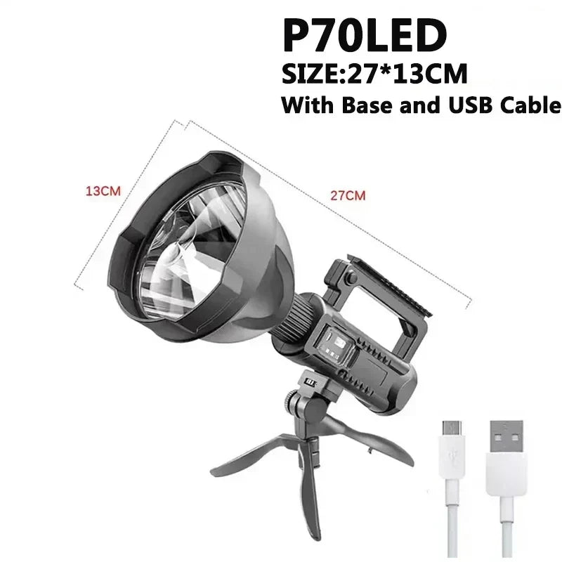 Portable LED Spotlight: Rechargeable, Waterproof & Mountable