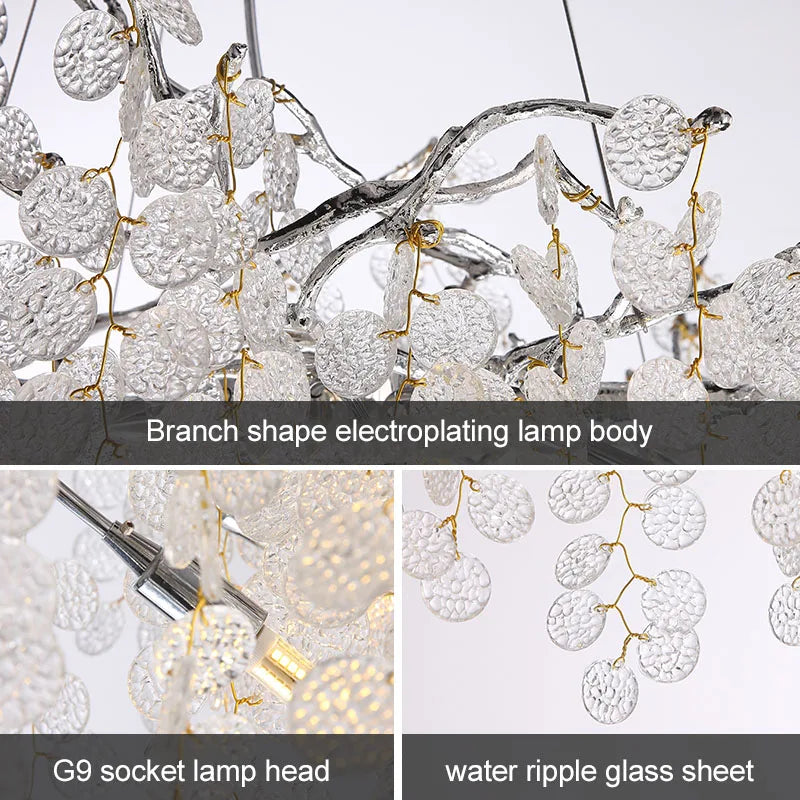Silver Money Tree Crystal Chandelier for Kitchen Bedroom & Living Room