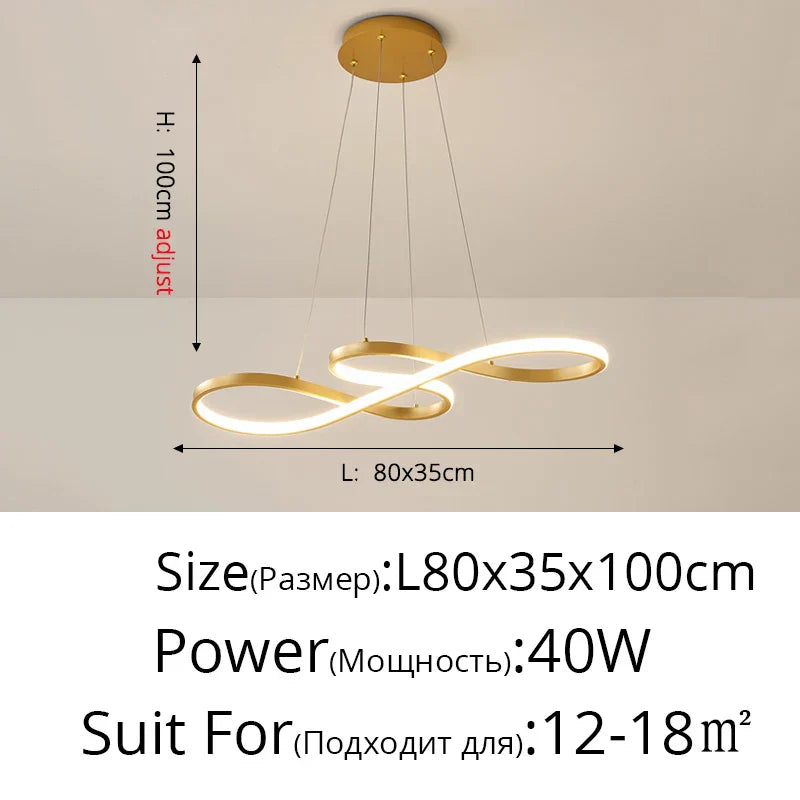 Nordic Minimalist LED Chandelier: Modern Aluminum Copper Pendant Lamp for Home Decor