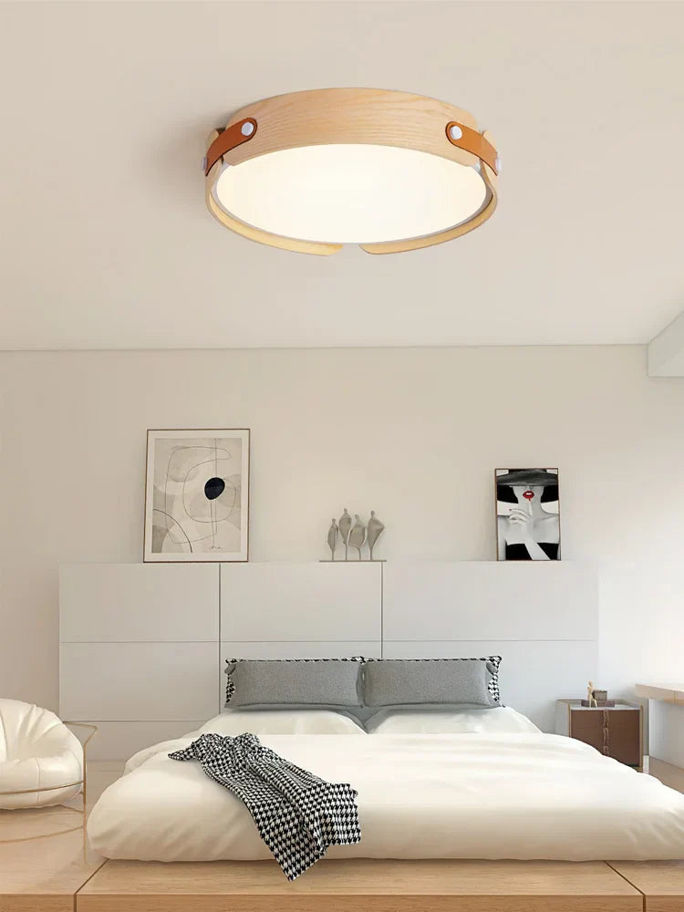 Walnut Round Ceiling Lamp by - Modern Japanese Nordic Bedroom Dining Room Lighting