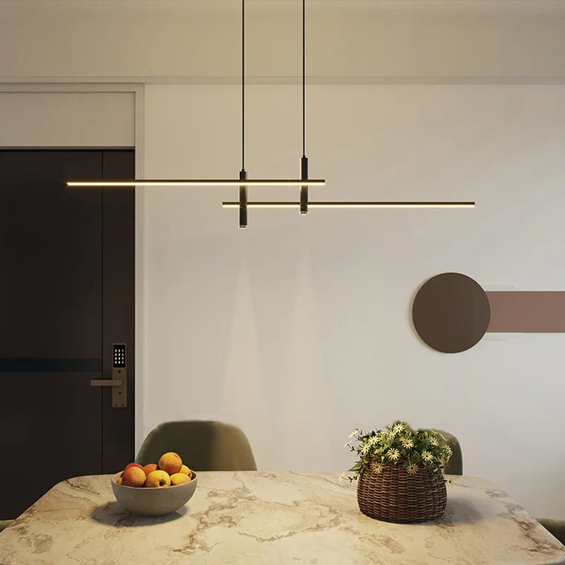 Black Gold Nordic LED Pendant Chandelier for Dining Table - Modern Minimalist Design