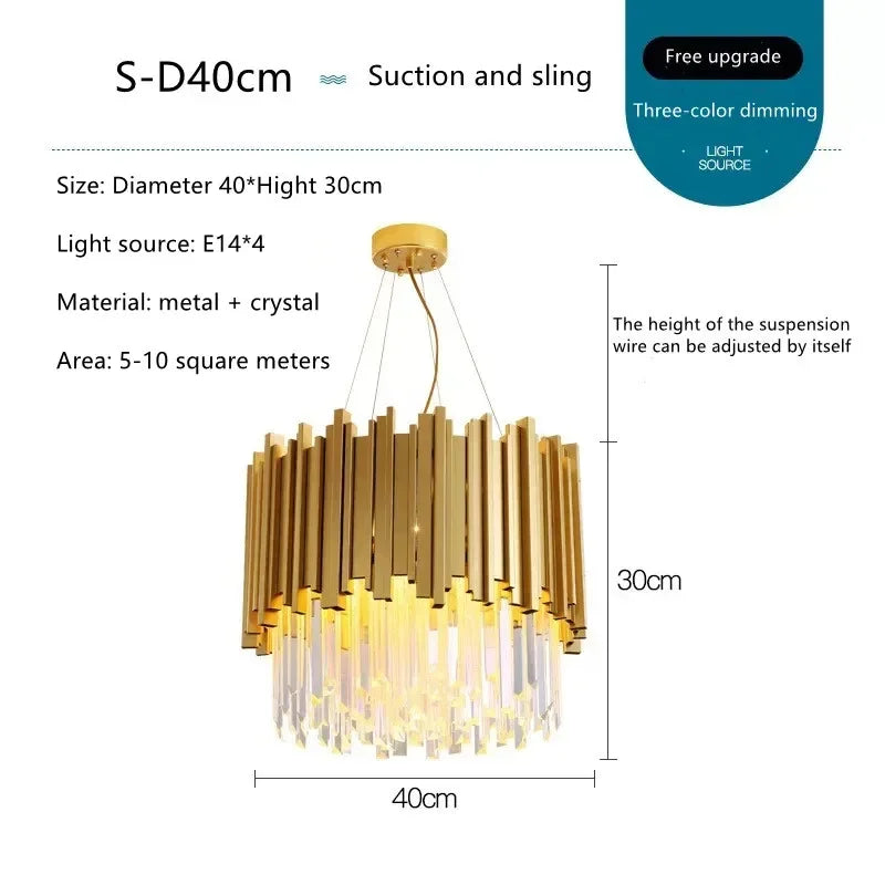 Golden Crystal Chandelier LED Lighting for Dinning Room