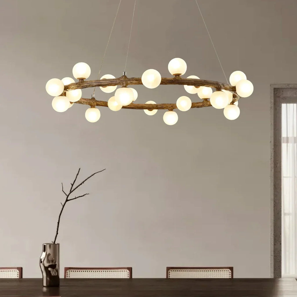 Retro Wood Twig LED Chandelier Pendant Light for Dining Room Kitchen Decoration