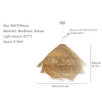 Wicker Pendant Lights Wabi Sabi Chandelier - Rattan Weaving Ceiling Lamp