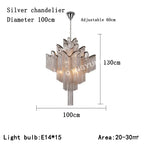 Fringed Chandelier: Silver & Gold Aluminium Chain Pendant Light for Luxe Home & Hotel Decor