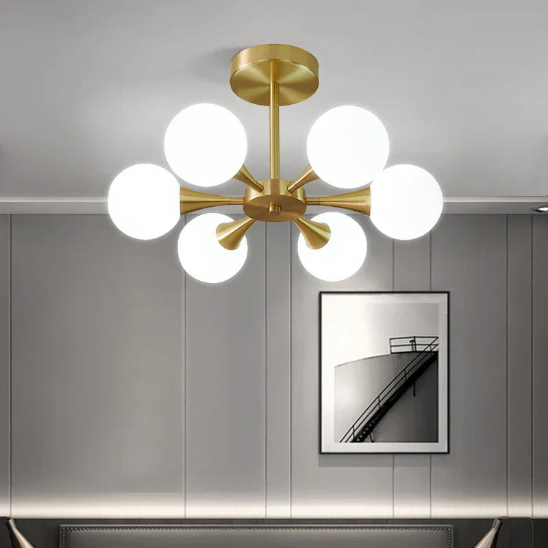 Nordic Glass Ball LED Chandelier for Bedroom Dining Room.